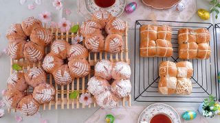 「桜カンパーニュ」と「ミニ桜カンパーニュ」と「桜食パン」さくらのパンがたくさん咲きました